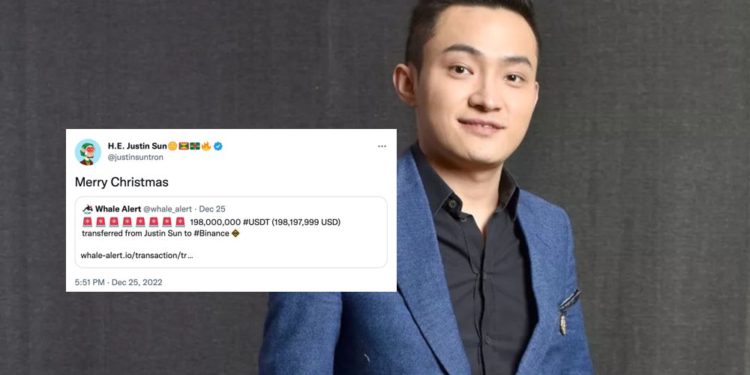 孙宇晨转入币安1.98亿美元USDT 5分钟后转出再套现1亿美元