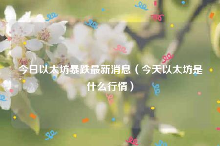 今日以太坊暴跌最新消息(今天以太坊是什么行情)插图 今日以太坊暴跌最新消息(今天以太坊是什么行情)