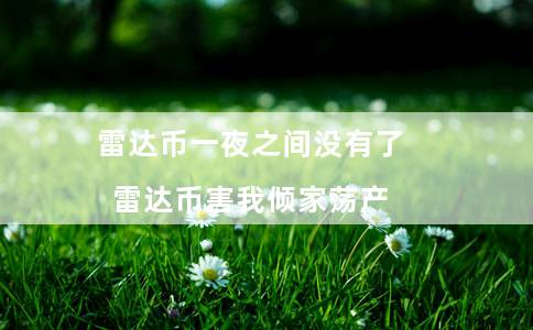 雷达币一夜之间没有了（雷达币害我倾家荡产）