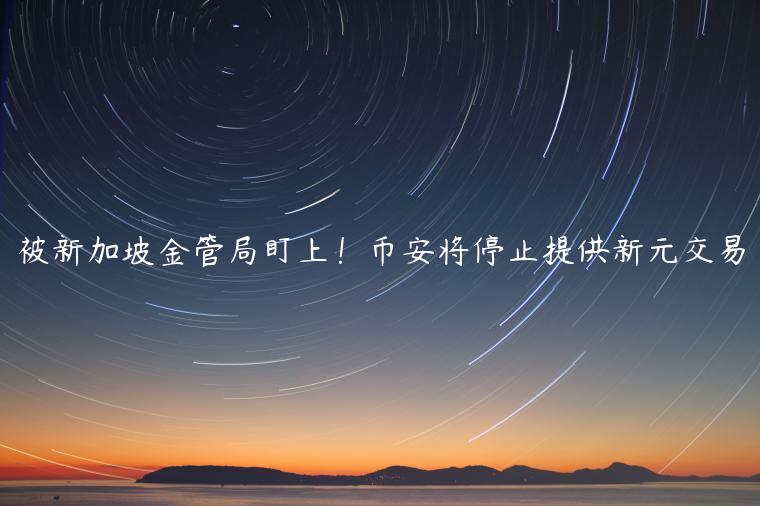 被新加坡金管局盯上!币安将停止提供新元交易