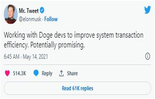埃隆·马斯克合作后 狗狗币的碳排放量减少了25%