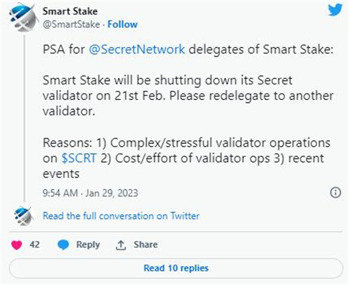 领导层动荡后 Secret Network验证者关闭了节点 领导层动荡后 Secret Network验证者关闭了节点