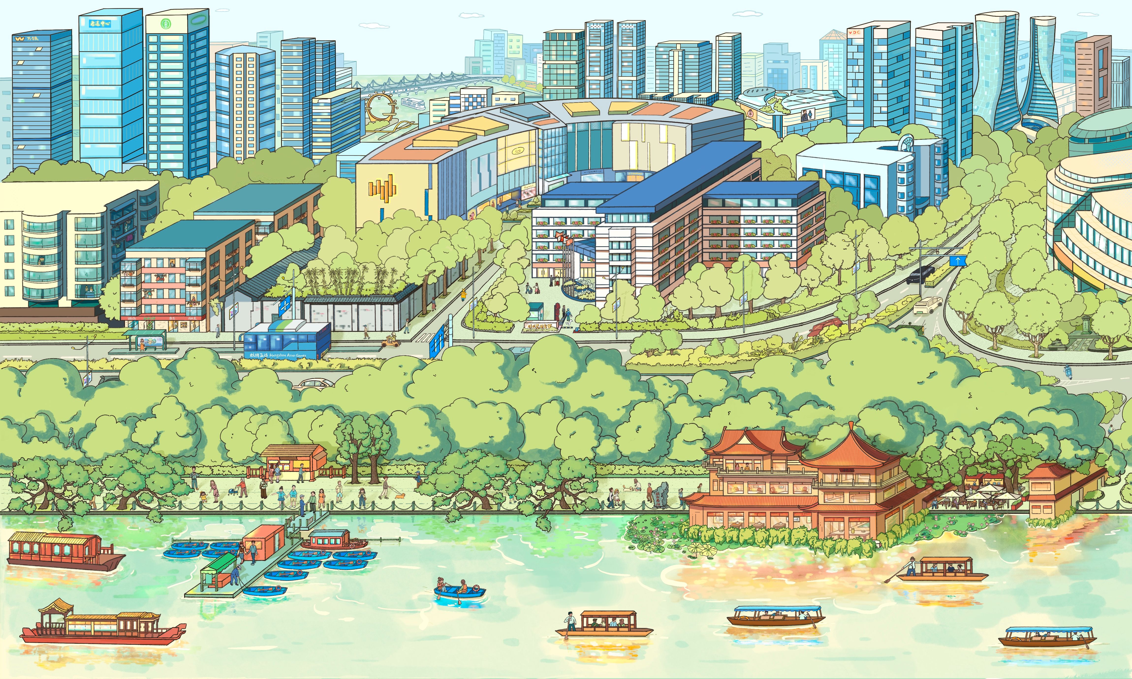 95后国风艺术家联手AI,立志耗时一年,作百米长卷《新西湖繁胜全景图》献礼杭州亚运!2 95后国风艺术家联手AI,立志耗时一年,作百米长卷《新西湖繁胜全景图》献礼杭州亚运!2