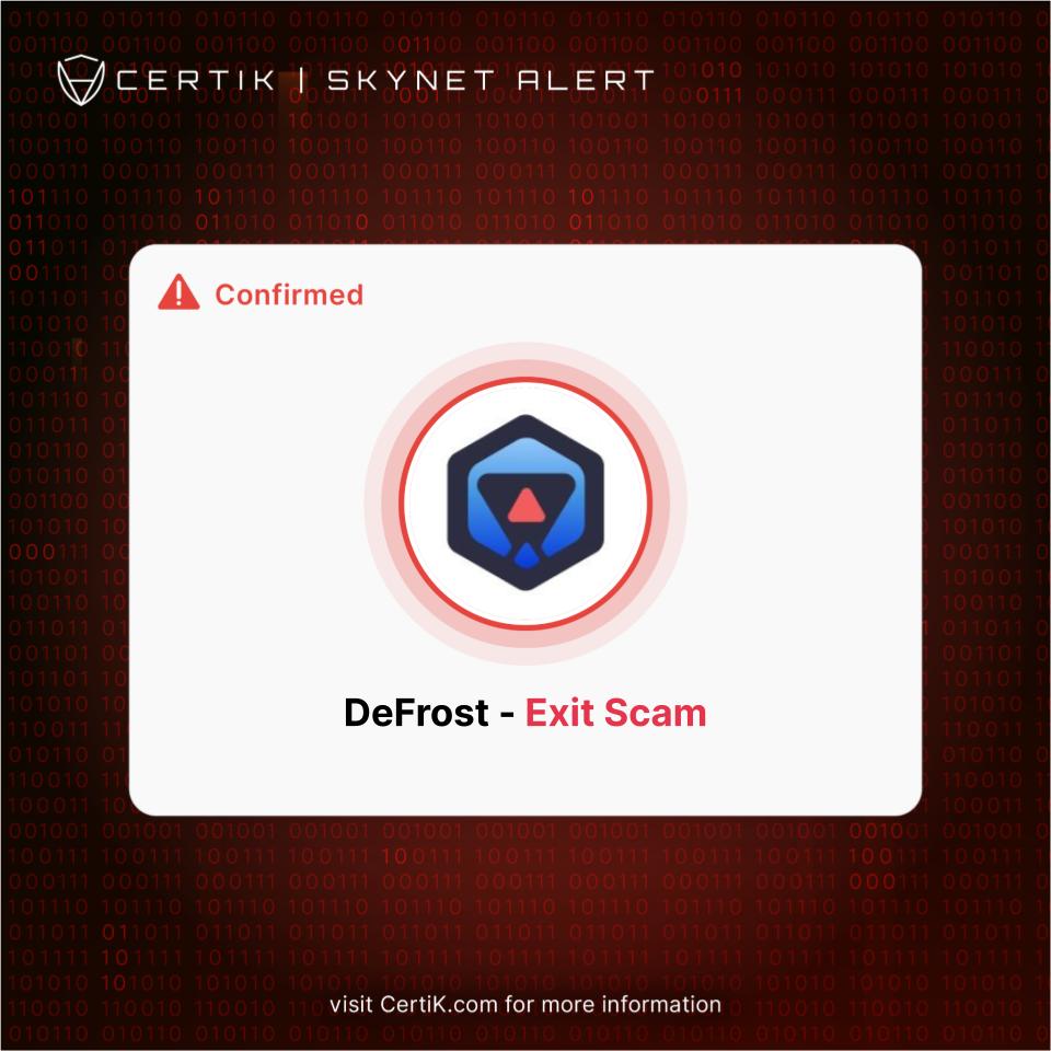 CertiK:Defrost Finance项目为退出骗局,其团队并未进行KYC插图 CertiK:Defrost Finance项目为退出骗局,其团队并未进行KYC