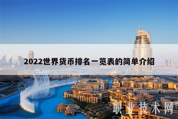 2022世界货币排名一览表的简单介绍