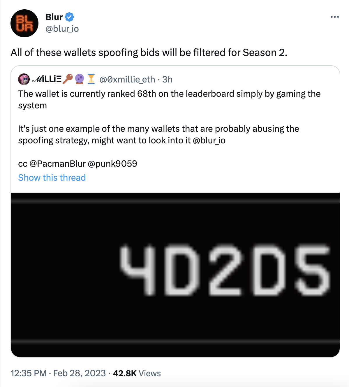 Blur:涉嫌欺诈出价地址将被取消第二季空投资格