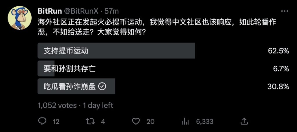 HT插针引起社群发起火必提币运动！目前超60％支持提币