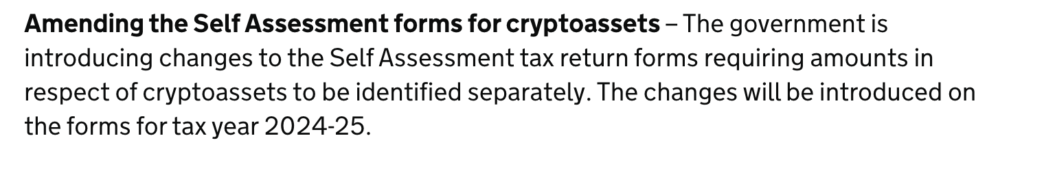 英国财政部：2024年起加密货币所得税需单独申报