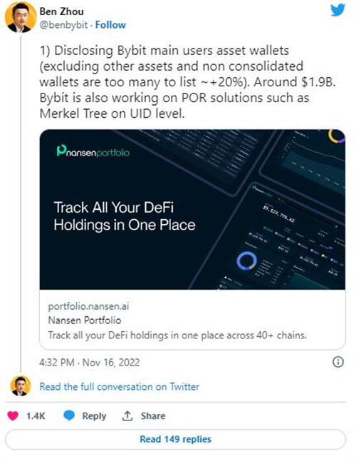 在呼吁透明的情况下 Bybit发布了储备钱包地址