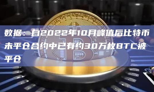 数据：自2022年10月峰值后比特币未平仓合约中已有约30万枚BTC被平仓