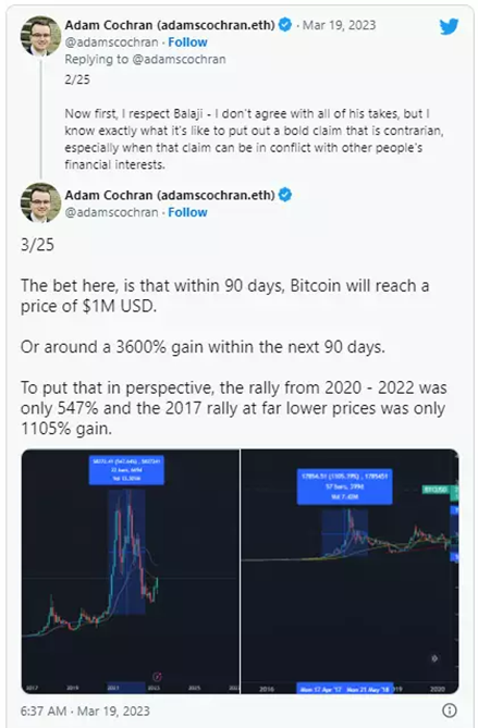 Coinbase前CTO为何公开押注，比特币将在3个月飙升至100万美元？