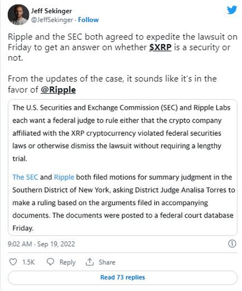 尽管瑞波币的合法获胜前景 XRP价格仍有下跌30%的风险