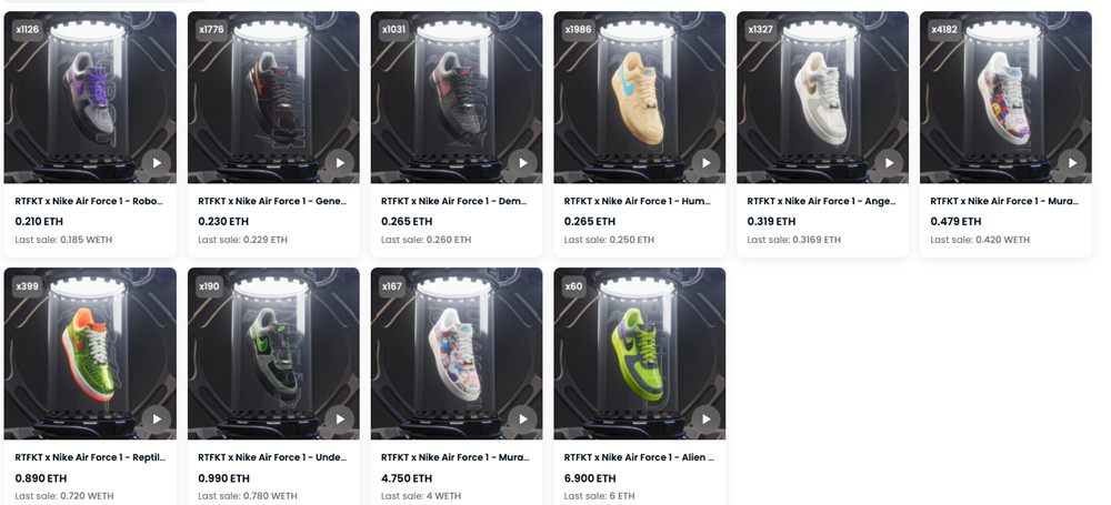 RTFKT：Nike Air Force 1实体鞋4/24开启兑换！CloneX跌破4ETH