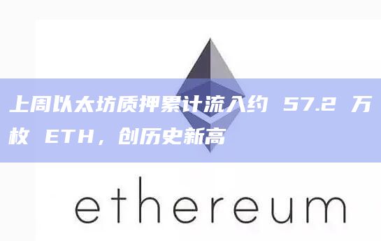 上周以太坊质押累计流入约 57.2 万枚 ETH，创历史新高