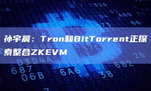 孙宇晨：Tron和BitTorrent正探索整合ZKEVM