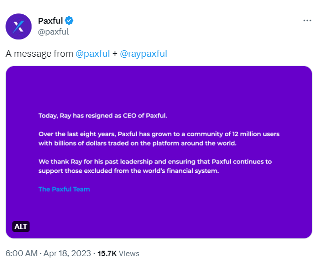 Ray Youssef在卸任Paxful CEO前解冻88%的冻结账户,Paxful或将继续运营 Ray Youssef在卸任Paxful CEO前解冻88%的冻结账户,Paxful或将继续运营