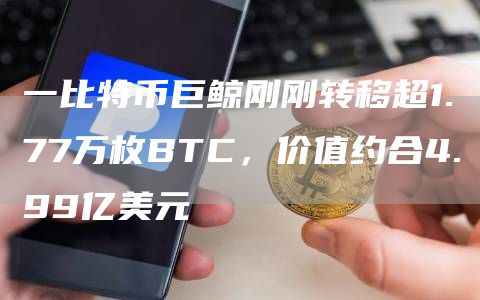 一比特币巨鲸刚刚转移超1.77万枚BTC，价值约合4.99亿美元