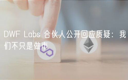 DWF Labs 合伙人公开回应质疑:我们不只是做市