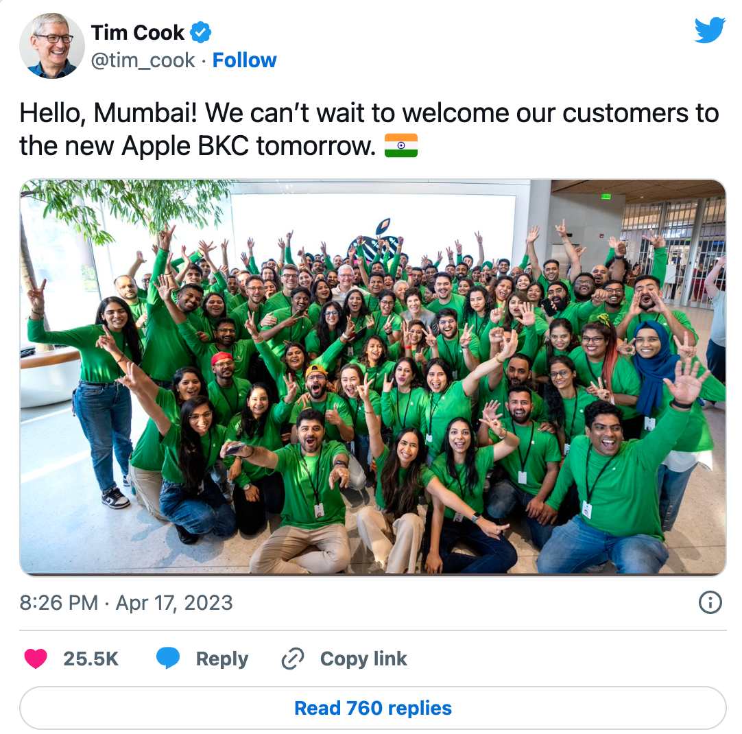 印度首家苹果旗舰店开业，库克正将iPhone产业从中国转向印度