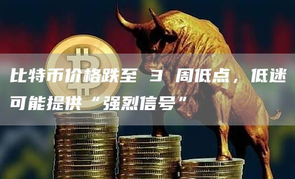 比特币价格跌至 3 周低点，低迷可能提供“强烈信号”