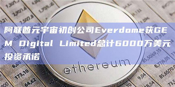 阿联酋元宇宙初创公司Everdome获GEM Digital Limited总计6000万美元投资承诺