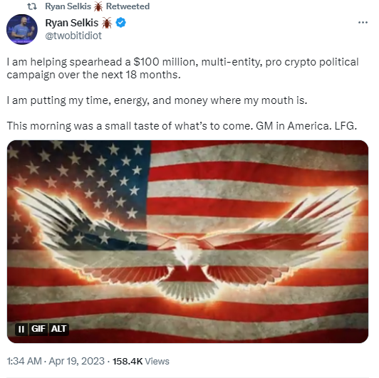 Messari创始人:将带头发起一场耗资1亿美元的支持加密行业的政治运动