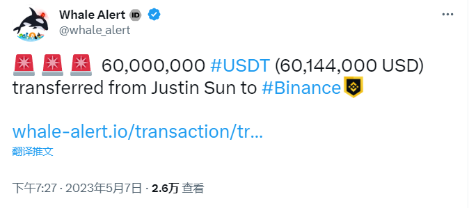 数据：孙宇晨从JustLend赎回约1.2亿枚USDT，并将6000万枚USDT转入币安