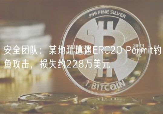 安全团队:某地址遭遇ERC20 Permit钓鱼攻击,损失约228万美元
