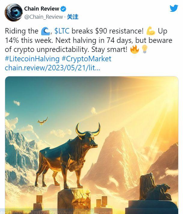 近期莱特币LTC价格上涨（莱特币 (LTC) 本周收高 14%）