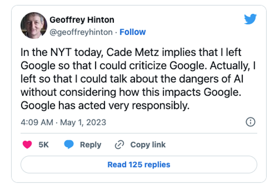 谷歌痛失大将：“AI教父” Geoffrey Hinton离职，只为给人类敲响警钟？1