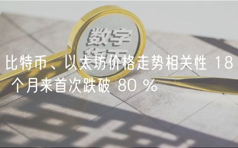 比特币、以太坊价格走势相关性 18 个月来首次跌破 80 %