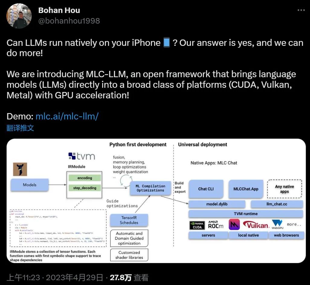 陈天奇等人新作引爆 AI 界:手机原生跑大模型,算力不是问题了1 陈天奇等人新作引爆 AI 界:手机原生跑大模型,算力不是问题了1