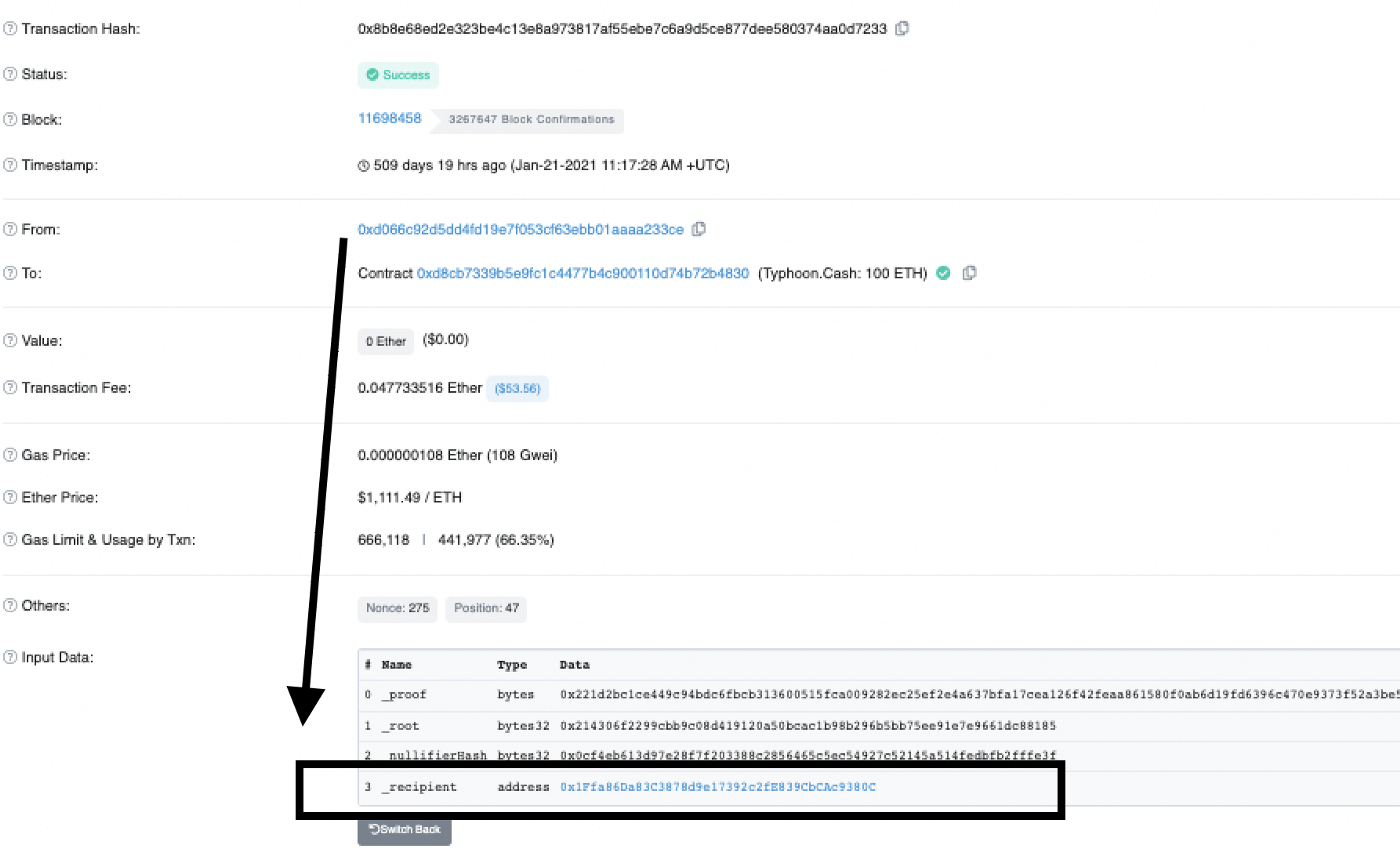 在接收人（recipient）之下的提款地址（withdraw address）