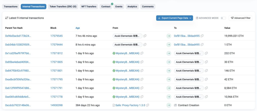 Azuki血赚2万枚ETH要套现？Elementals所得已汇入Coinbase Prime
