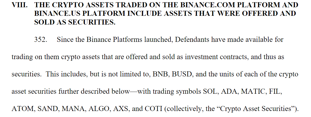 SOL、ADA、MATIC、FIL、ATOM、SAND、MANA、ALGO、AXS和COTI被SEC将列为证券