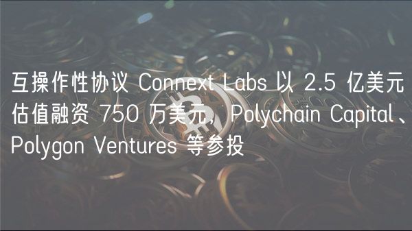 互操作性协议 Connext Labs 以 2.5 亿美元估值融资 750 万美元,Polychain Capital、Polygon Ventures 等参投