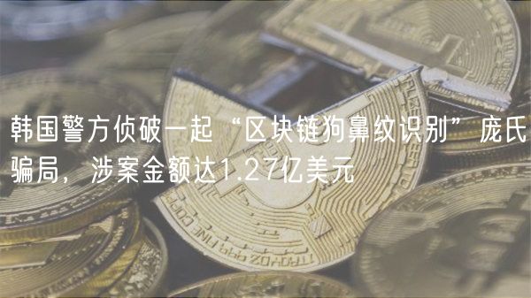 韩国警方侦破一起“区块链狗鼻纹识别”庞氏骗局，涉案金额达1.27亿美元