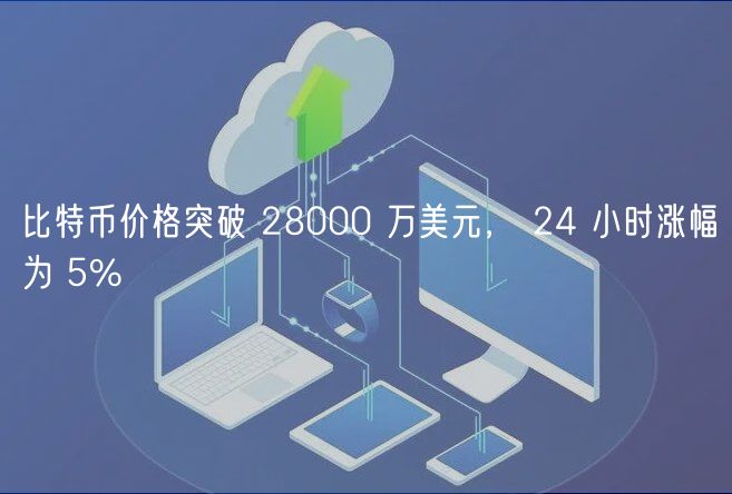 比特币价格突破 28000 万美元， 24 小时涨幅为 5%