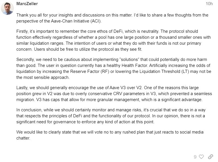 CRV跌至0.371美元将有1亿多美元清算！Aave Chan反对冻结