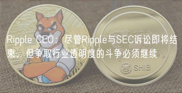 Ripple CEO：尽管Ripple与SEC诉讼即将结束，但争取行业透明度的斗争必须继续