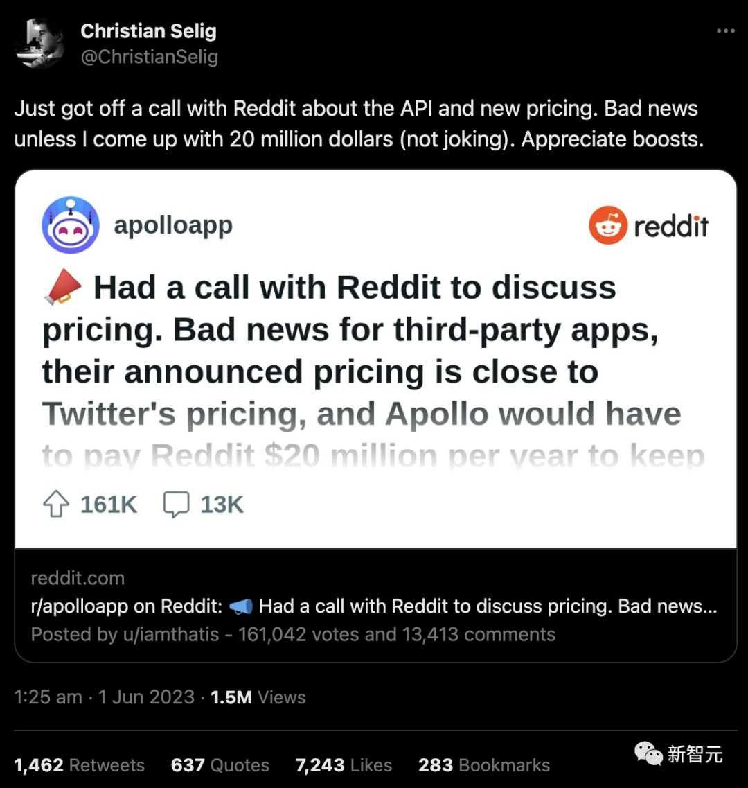 拒绝数据被谷歌OpenAI等白嫖，美版贴吧Reddit对API访问收费，ChatGPT等近8000个社区揭竿而起以示抗议