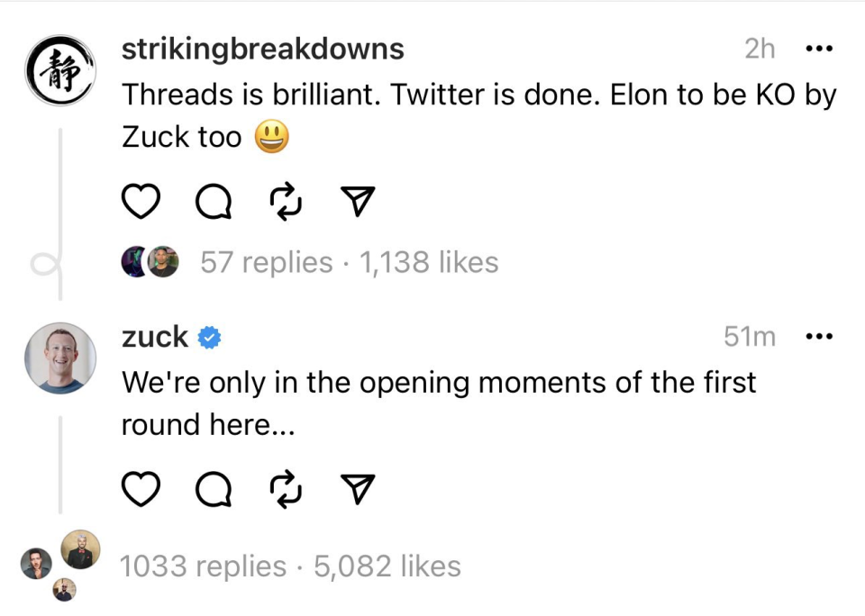 扎克伯格发布Threads“肉搏”马斯克，16小时3000万注册用户