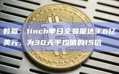 数据：1inch单日交易量达3.6亿美元，为30天平均值的15倍