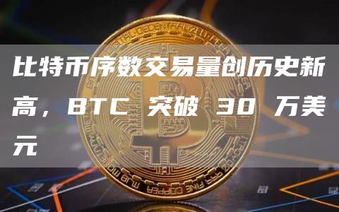 比特币序数交易量创历史新高，BTC 突破 30 万美元
