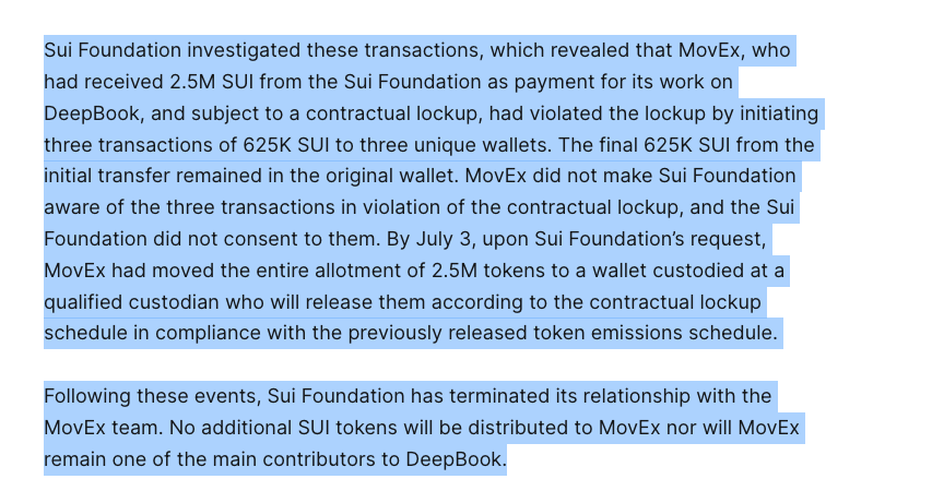 Sui基金会宣布终止与MovEx合作！但代币SUI黑箱仍成谜2