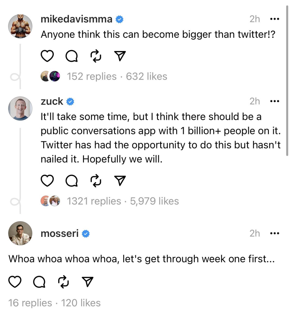 扎克伯格发布Threads“肉搏”马斯克，16小时3000万注册用户