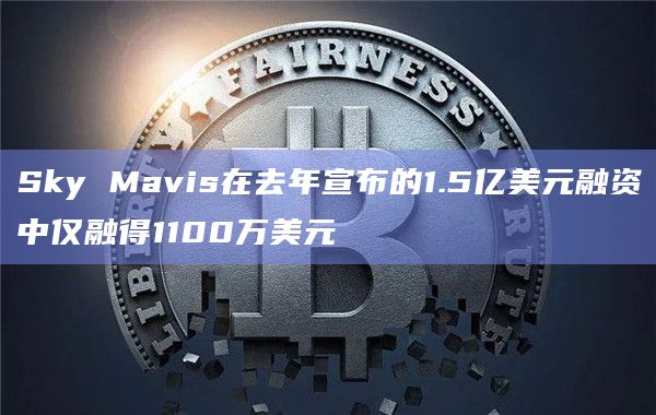 Sky Mavis在去年宣布的1.5亿美元融资中仅融得1100万美元