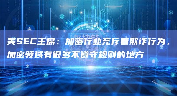 美SEC主席：加密行业充斥着欺诈行为，加密领域有很多不遵守规则的地方