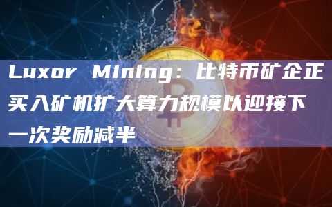 Luxor Mining：比特币矿企正买入矿机扩大算力规模以迎接下一次奖励减半