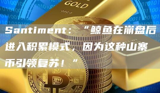 Santiment：“鲸鱼在崩盘后进入积累模式，因为这种山寨币引领复苏！”